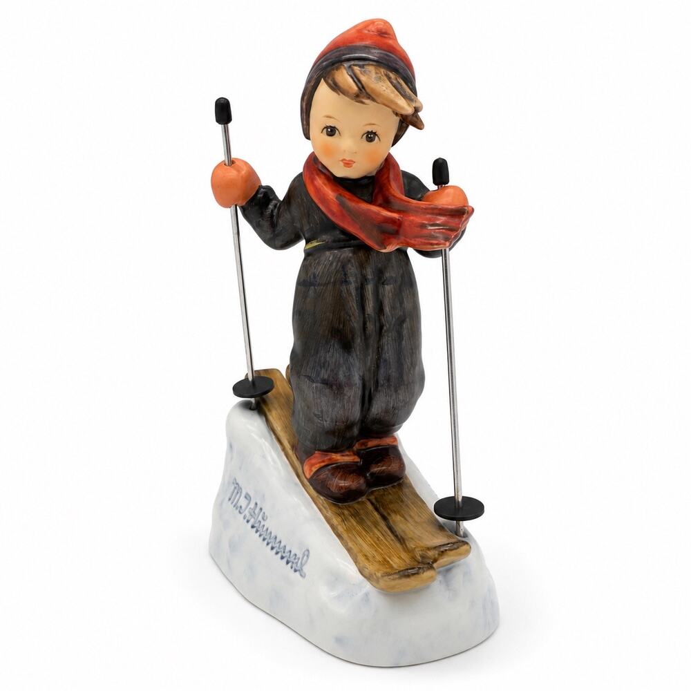 Goebel M.I. Hummel Ski-Heil Skier 1991 TMK-7 Figurine Germany w/ Metal Poles